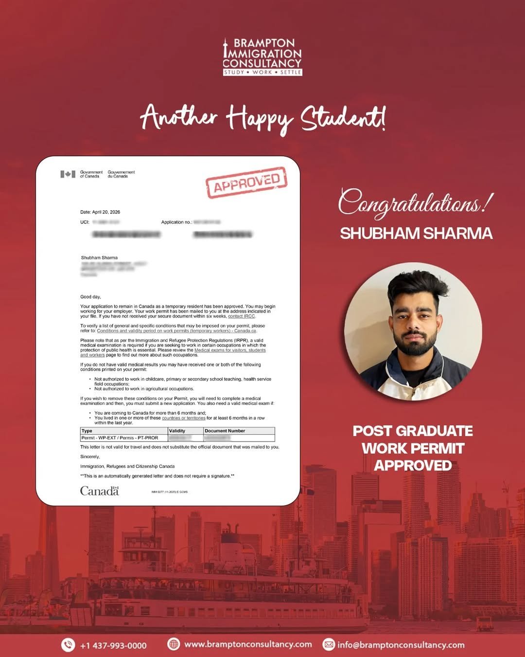 bramptonimmigration 게시물 이미지: Shubham was preparing for this moment months...