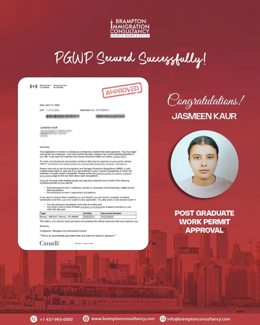 bramptonimmigration 게시물 이미지: ✨Congratulations Jasmeen on this...