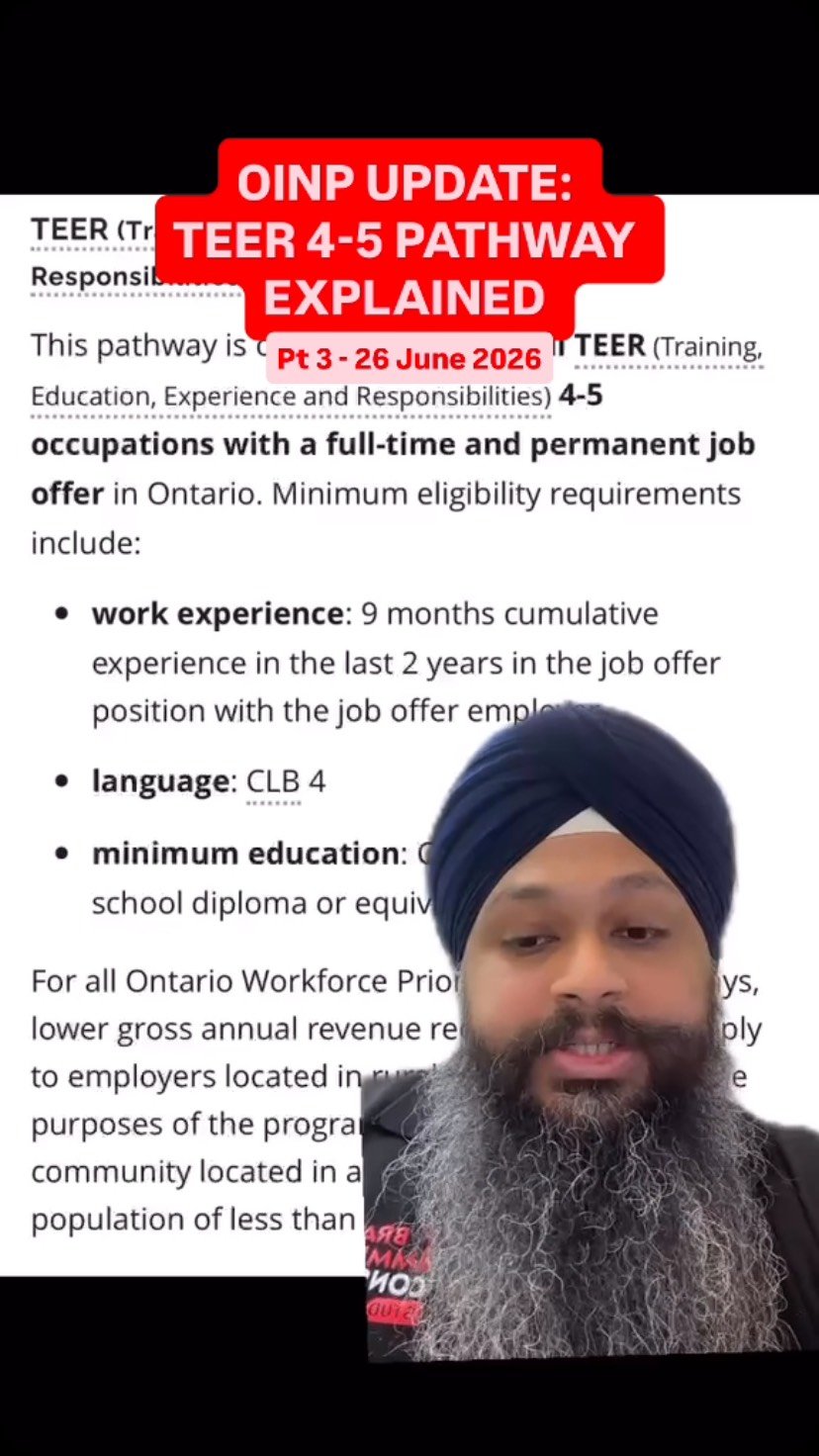 bramptonimmigration 게시물 이미지: 🇨🇦🚨Part 3 of the OINP update: Ontario’s new...