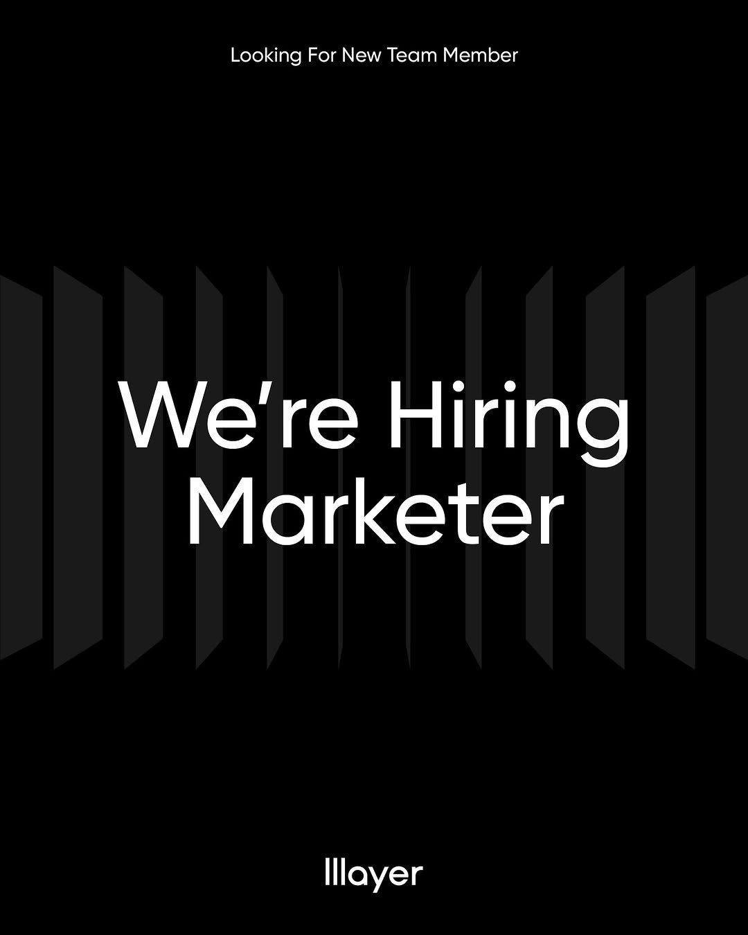 Photo shared by lllayer (레이어) on August 06, 2025 tagging @brandmakerman. May be a graphic of poster, magazine and text that says 'Looking LookingForNewTecmMember For New Team Member We're Hiring Marketer Illayer'.