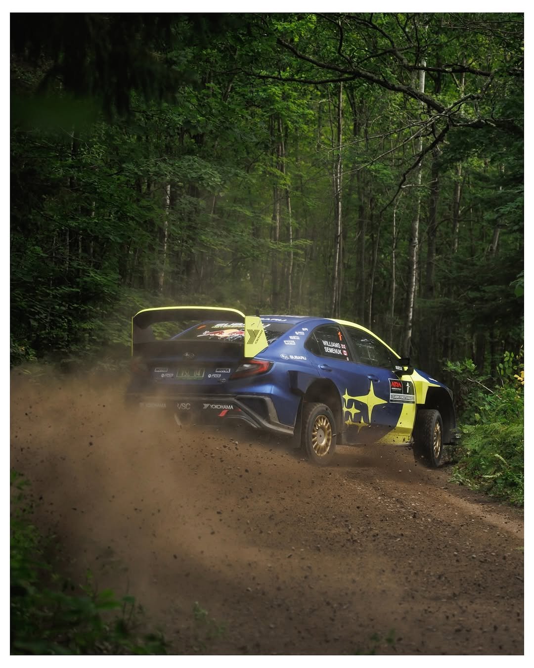 Photo shared by Brandon Semenuk on November 26, 2025 tagging @trevorlydenphoto, @keatonwilliams_, @subarumotorsportsusa, and @ara_rally. May be an image of racing vehicles, wheel, race car and text.