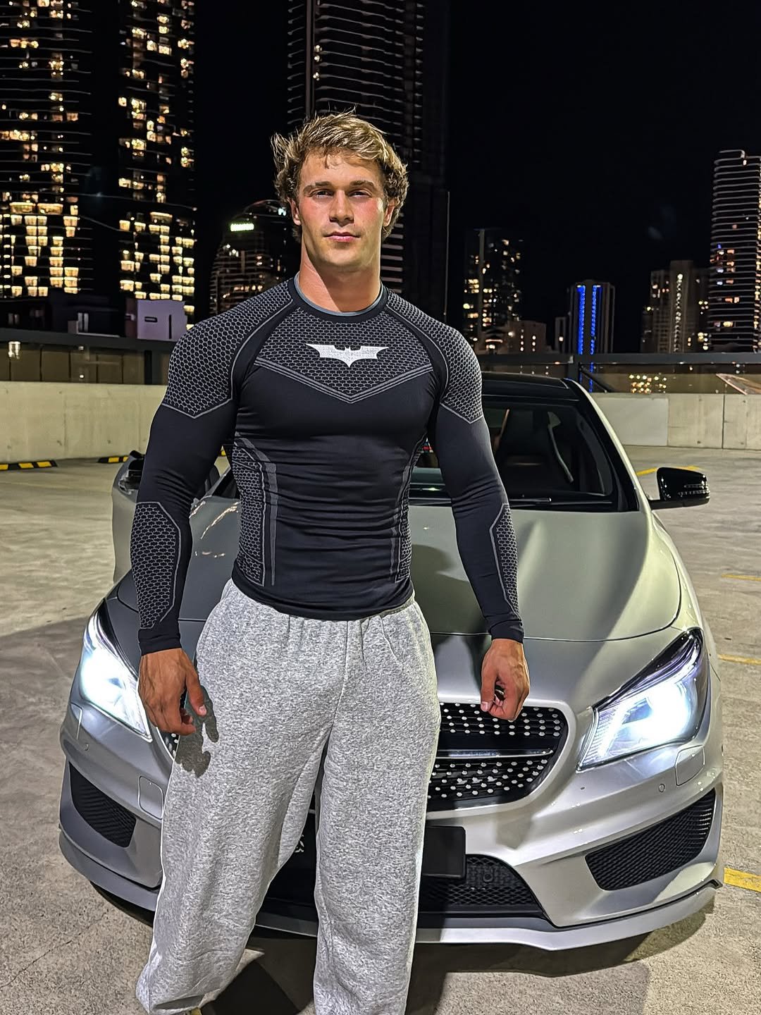 Photo shared by Brandon Starr on November 07, 2025 tagging @youngla. May be an image of body building, activewear, sweatpants, sportswear and text.