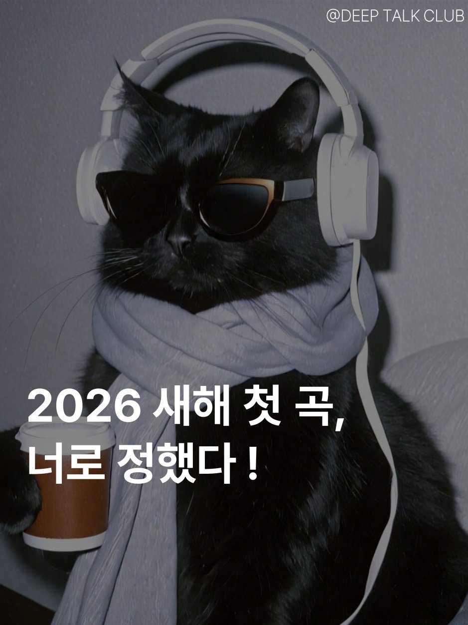 Photo by 브라운관(BRAUN館) | 괜찮은 내향인들이 깊게 연결되는 곳 on December 26, 2025. May be an image of text that says '@DEEP TALK PTALKCLUB CLUB 2026 새해 2026새해첫곡, 첫곡, 첫 너로 정했다!'.