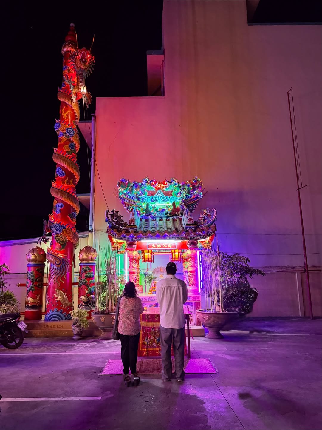 Photo shared by BRIGHT on February 16, 2026 tagging @mombbrightvc. May be an image of lighting, lantern, temple, night and text.