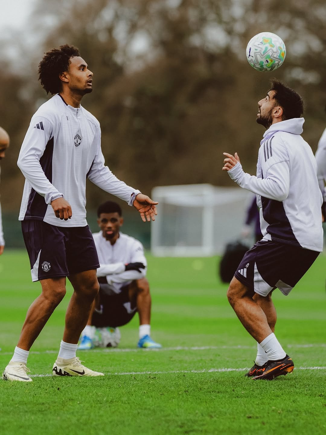 Photo shared by Bruno Fernandes on April 09, 2026 tagging @zirkzee. May be an image of football, soccer, cleats, ball, stadium and text.