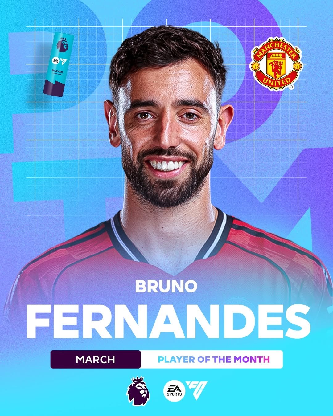 Photo shared by Premier League on April 03, 2026 tagging @manutd, and @brunofernandes8. May be an image of football, soccer, poster, card, stadium and text.