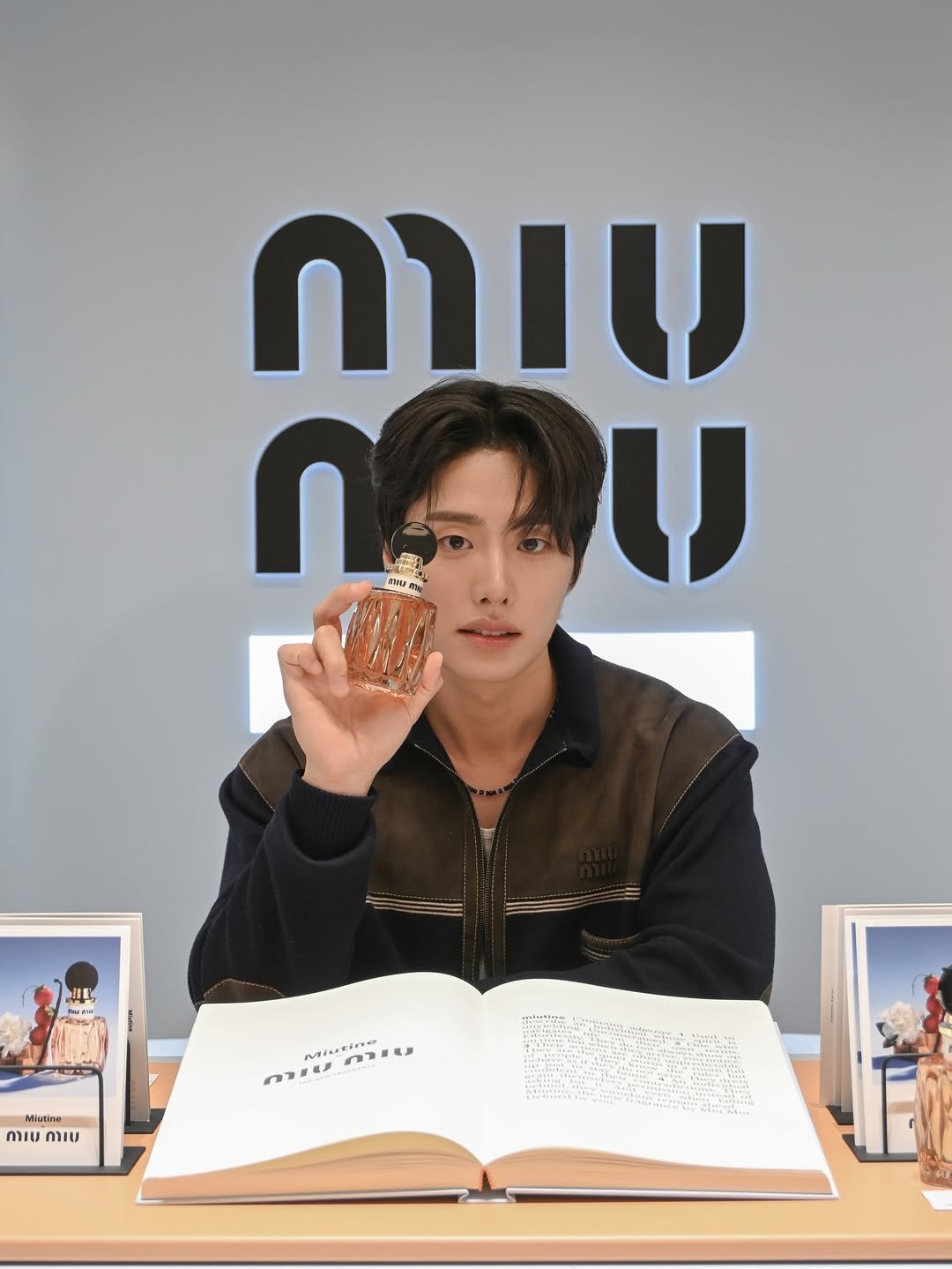 Photo shared by 조잽미 on April 06, 2026 tagging @miumiu. May be an image of magazine and text.