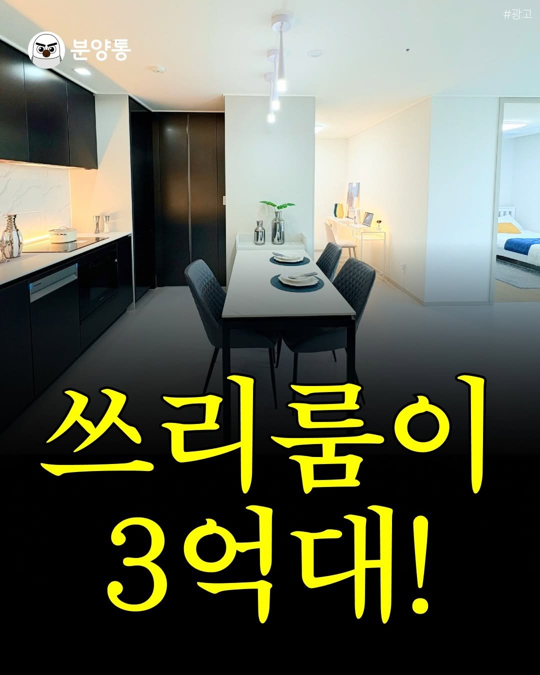 Photo by 부동산 알리미 분양통 on February 04, 2026. May be an image of text that says '분양통 #광고 쓰리룸이 3억대!'.