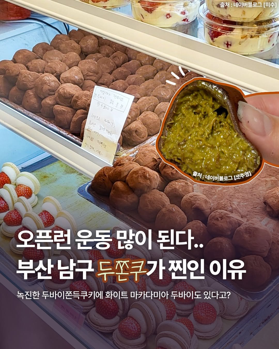 Photo by 부산엔남구 on February 03, 2026. May be an image of ‎coconut macaroon, bread and ‎text that says '‎출처: :네이버블로그 출처:네이버블로그[히수] [히수] 이다26 ዓርካ.ካ) 전간치한 05 955้อย De /0013 노미건가 ٤امهد اكلی じ上ば 美 피베지 奢： 네이버블로그 까처:네이뻐블로그(션주영 로그 [쏘주영 오픈런 운동 많이 된다.. 부산남구 부산 남구 두쫀쿠가 두쫀구가찐인이유 찐인 이유 녹진한 두바이 두바이쫀득쿠키에 화이트 마카다미아 두바이도 있다고?‎'‎‎.
