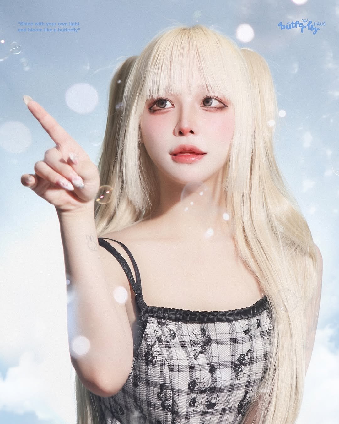 Photo shared by Hiah ひあ on August 04, 2025 tagging @butterfly.haus. May be an image of 1 person, hair, makeup, poster and text.