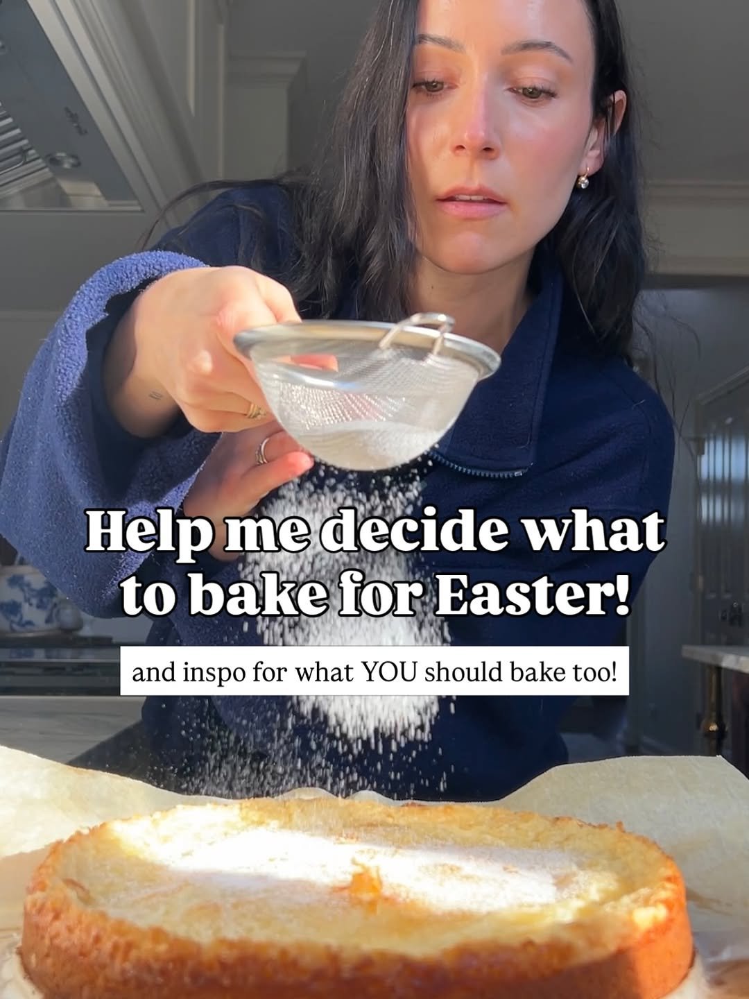 Photo by Jenna Barnard on April 01, 2026. May be an image of chiffon cake, crumbcake, rye bread, toast and text that says 'Help me nedecide what to bake for Easter! KpHaHи and inspo for what YOU should bake too!'.