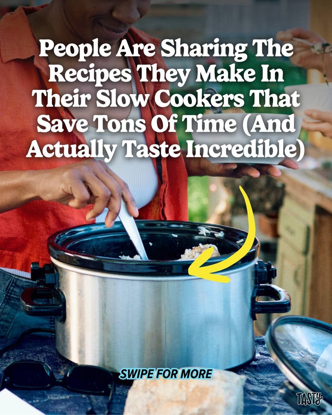 Photo by Tasty on November 30, 2025. May be an image of slow cooker, pot, crock, kitchen appliance, cooker and text that says 'People Are Sharing The Recipes They Make In Their Slow Cookers That Save Tons Of Time (And Actually Taste Incredible) SWIPEFOR SWIPEFORMORE MORE TASTY TacTиb LULO'.
