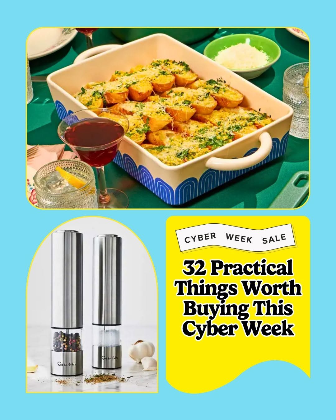 Photo by Tasty on December 01, 2025. May be an image of measuring cups, can opener and text that says 'CYBER WEEK SALE 32 Practical Things Worth Buying This Cyber Week'.