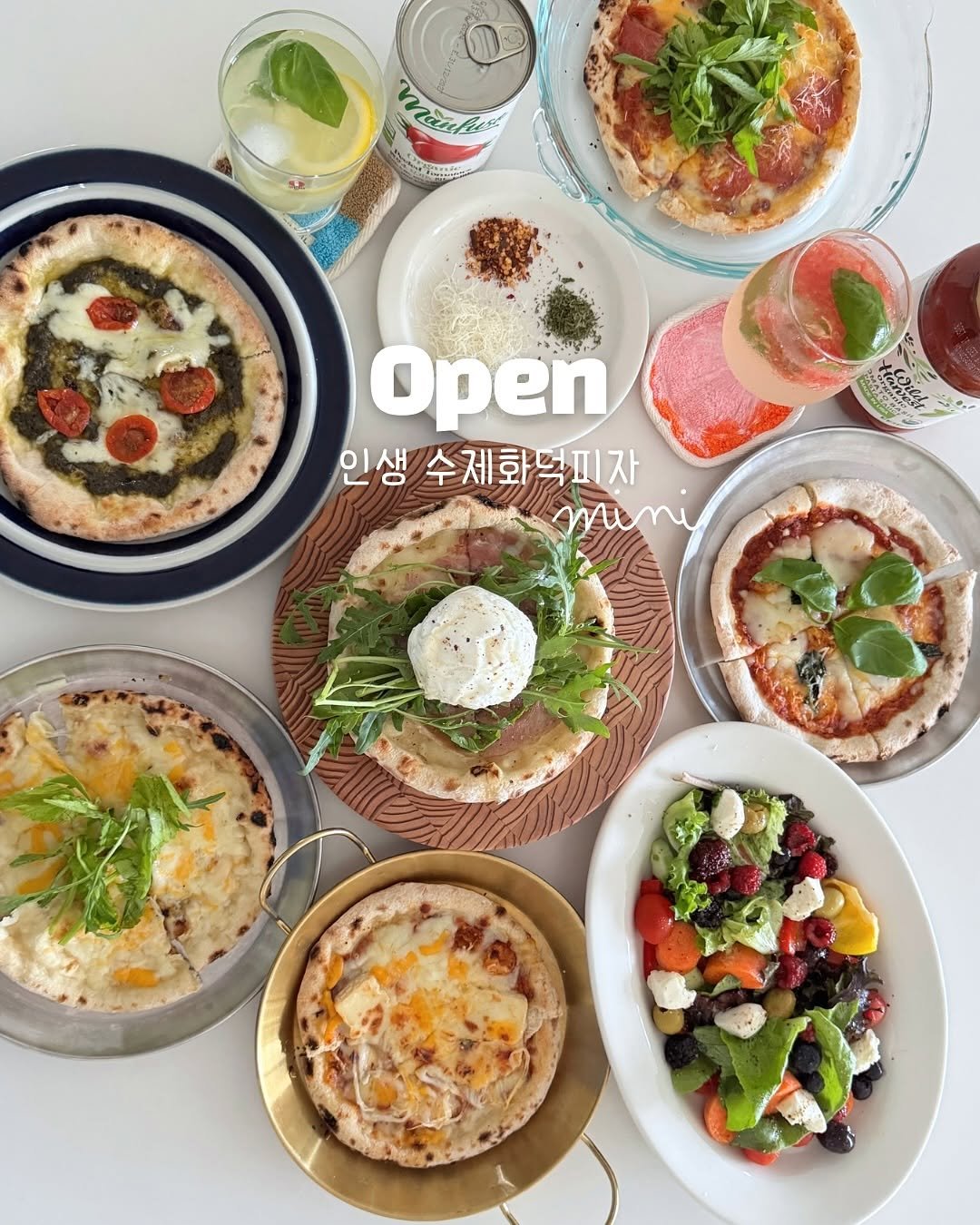Photo by 바이율 | 박진경 on November 10, 2025. May be an image of pie, pizza and text that says 'Open 인생 수제화복피자'.