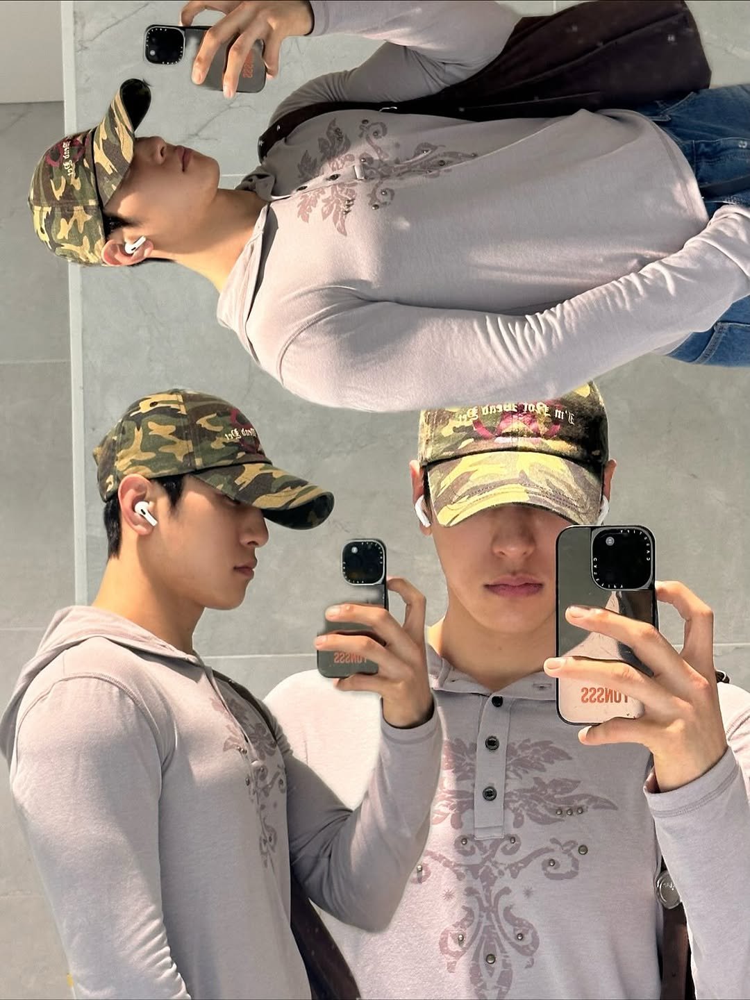 Photo by 👀👀병윤스 on September 16, 2025. May be a selfie of one or more people, hat, military uniform, mirror and text.
