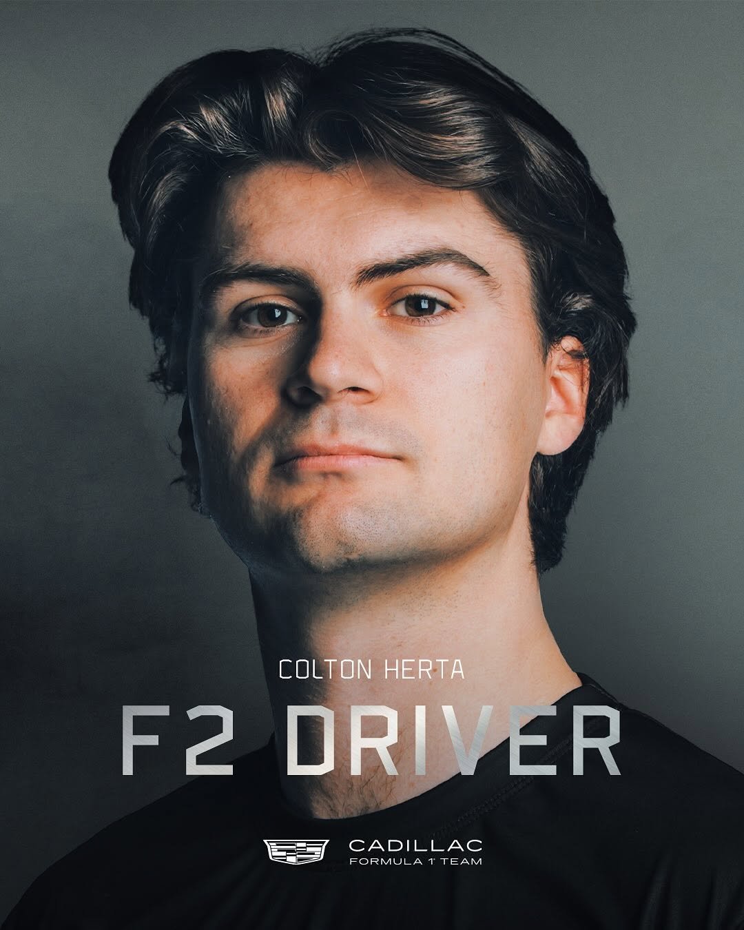 Photo shared by Cadillac Formula 1 Team on October 21, 2025 tagging @cadillac, @coltonherta, @formula2, and @hitechgp. May be an image of car, poster and text that says 'COLTON HERTA F2 DRIVER CADILLAC FORMULATTEAM 4 TTEΑΜ FORMULA A'.