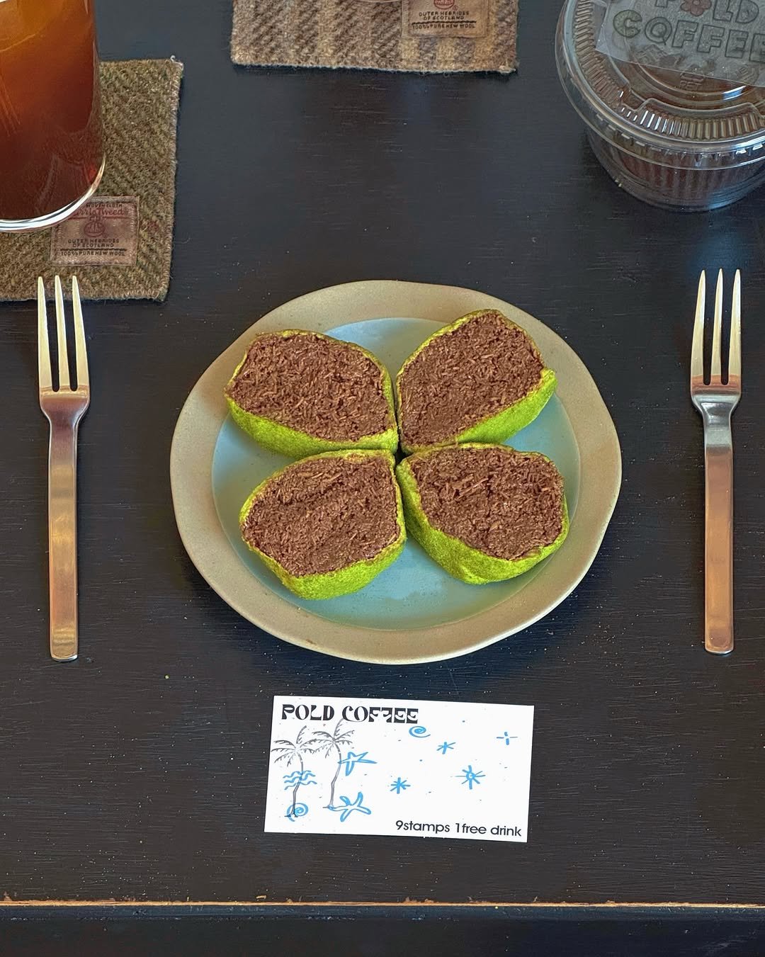 Photo shared by 카페 투어 : 𝚋𝚢 𝙹𝚒𝚖𝚗𝚒 on January 14, 2026 tagging @poldcoffee. May be an image of croquette, shepherd's pie, scotch egg, meatloaf, muffin, placemat, toast and text that says 'POLD POLDCOF755 ೦ಕತತ್್ 9stamps Ifree 9stamps1freedrink drink'.