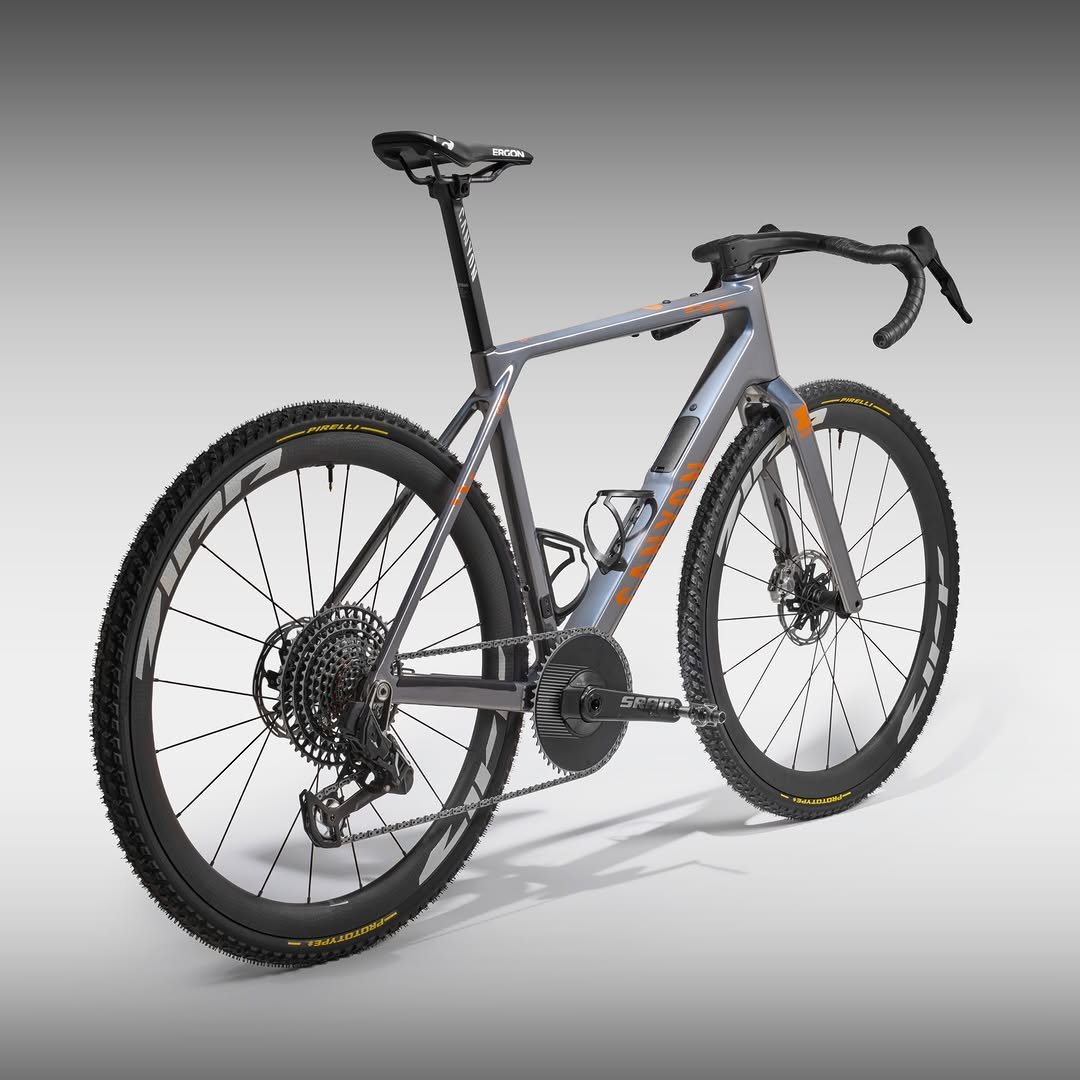 Photo shared by Canyon on April 24, 2026 tagging @gozwift, @freddyovett, and @canyon_road_. May be an image of bicycle and text.