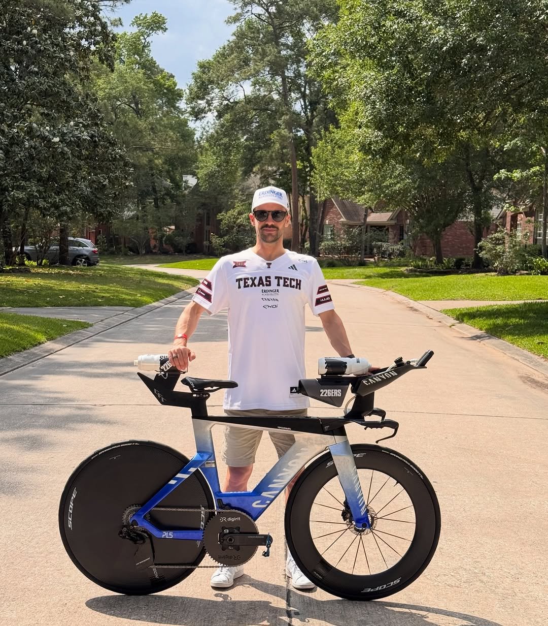 Photo shared by Patrick Lange on April 16, 2026 tagging @texastech, @adidas, @canyon, @ekoicycling, and @canyon_road_. May be an image of bicycle and text.