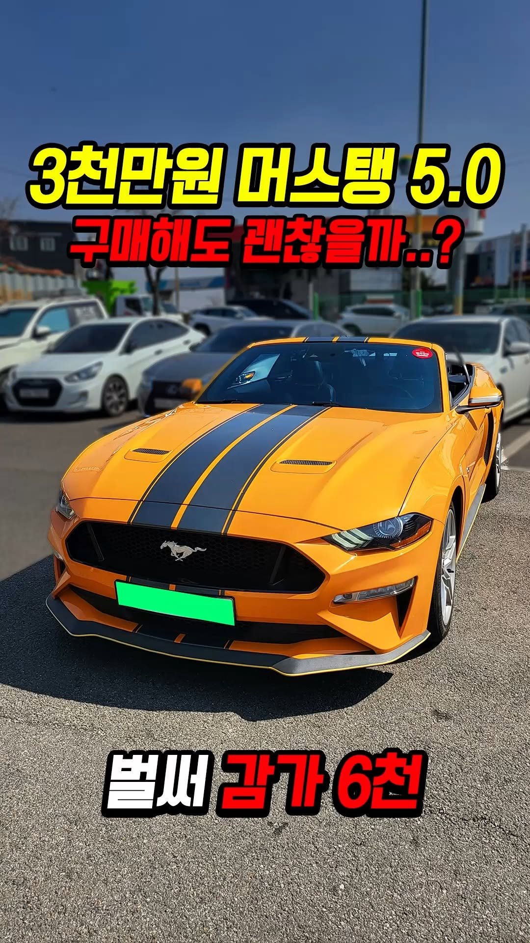 car_jin_sung 게시물 이미지: 60% 감가쳐맞은 머스탱 컨버터블 사도 괜찮을까..?

★최저금리 할부...