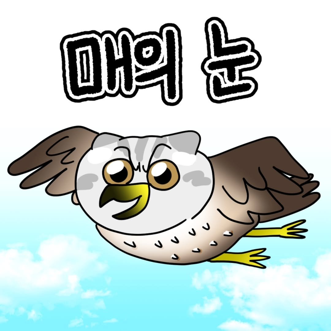 Photo by 포도툰ㅣ고양이툰ㅣ인스타툰 on June 16, 2025. May be an illustration of owl and text that says '매의 눈 86'.