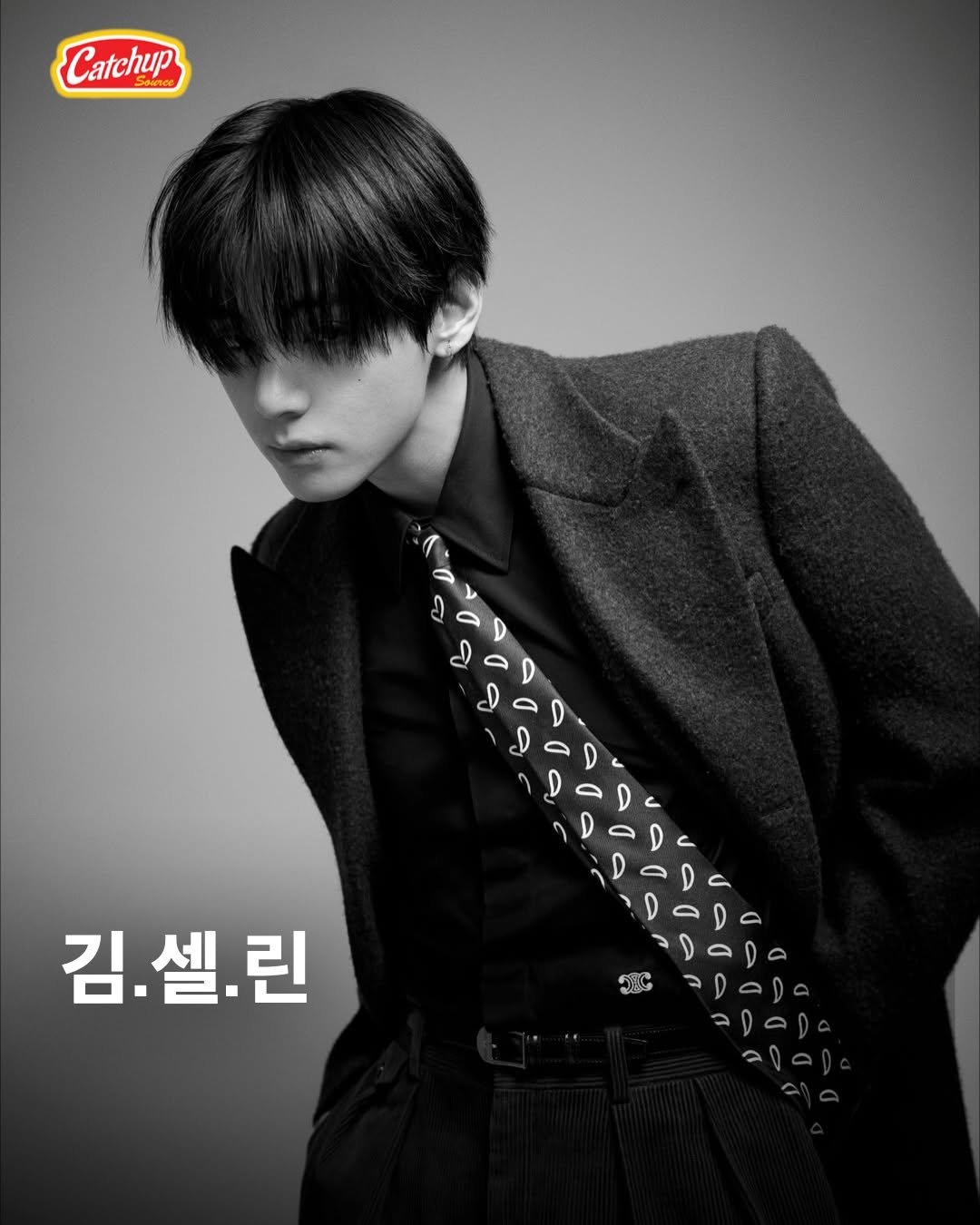 Photo shared by 캐치업 소스🥫ㅣ패션 라이프스타일 커뮤니티 on February 28, 2026 tagging @celine, @thv, and @catchup_celeb. May be an image of bolo tie, poster and text.