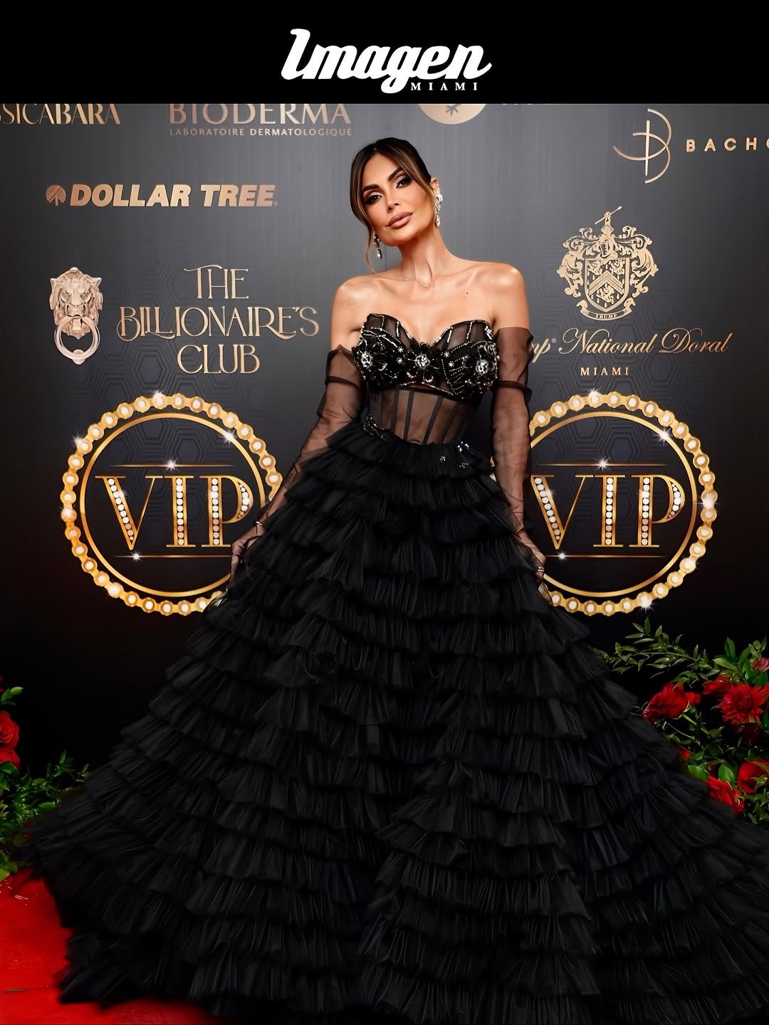 Photo shared by CATERINA VALENTINO on November 25, 2025 tagging @imagenmiami. May be an image of magazine, gown, dress and text that says 'SIC BARA Imagen MIAMI BIODERMA LABORATOIREDERMATOLOGIQUE LABORATOIRE DERMATOLOGIQUE DOLLAR TREE BACH THE BILIONAIRES CLUB p. NationalDoral National Doral MIAMI VIP MASSENTA #treeena IP'.