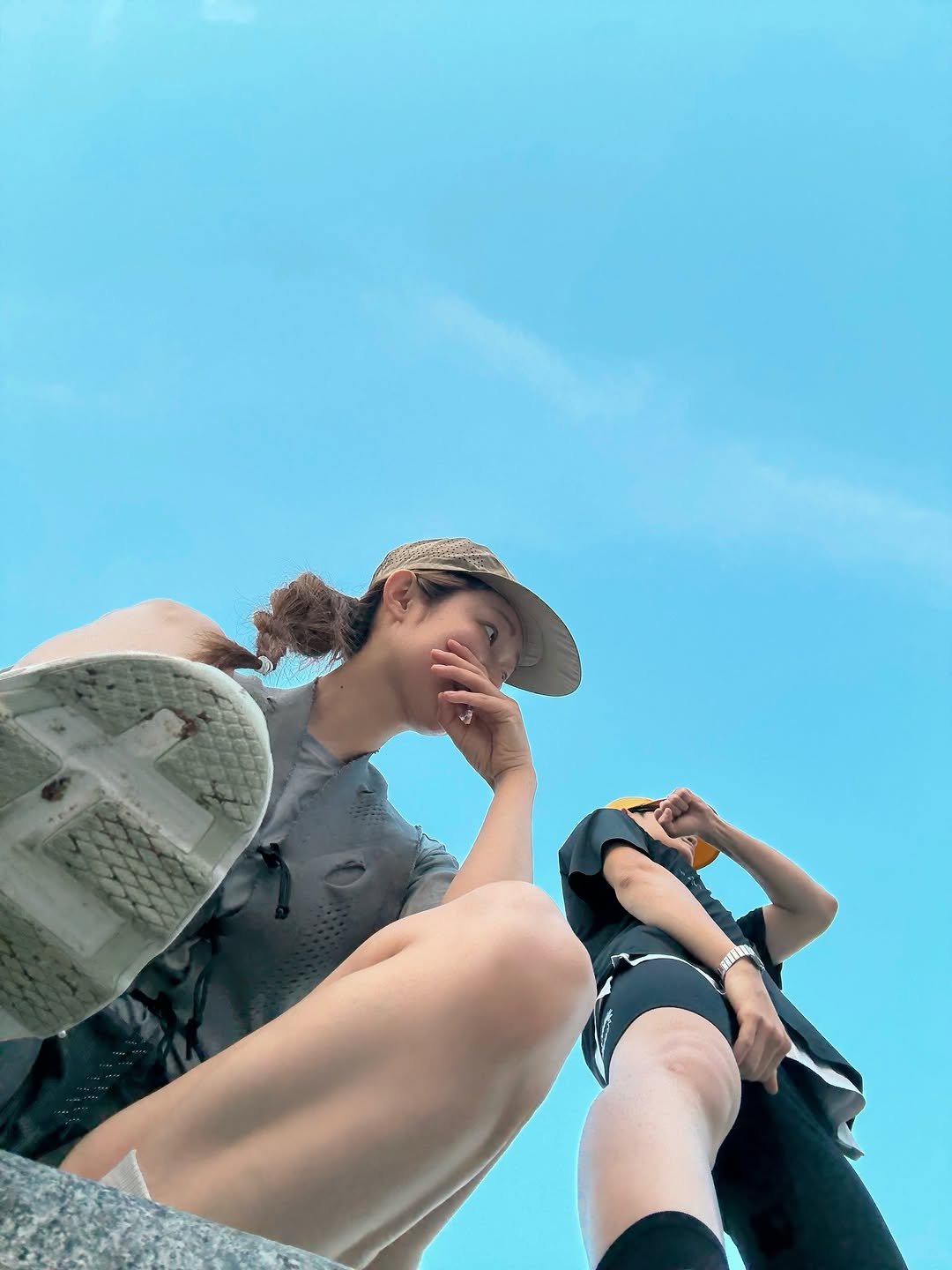Photo shared by 차정원 on September 09, 2025 tagging @gnuhr_studio. May be an image of 2 people, sportswear, outdoors and text.