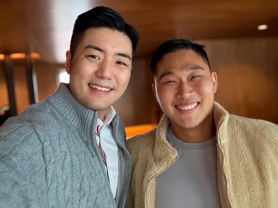 Photo shared by Swings on October 30, 2025 tagging @chador_mma. May be a selfie of one or more people, people smiling, turtleneck and text.