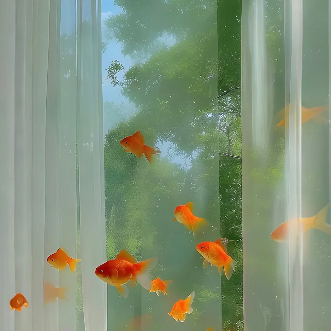 Photo by 책이라는신화 on December 13, 2025. May be an image of goldfish, guppy, curtains and text.