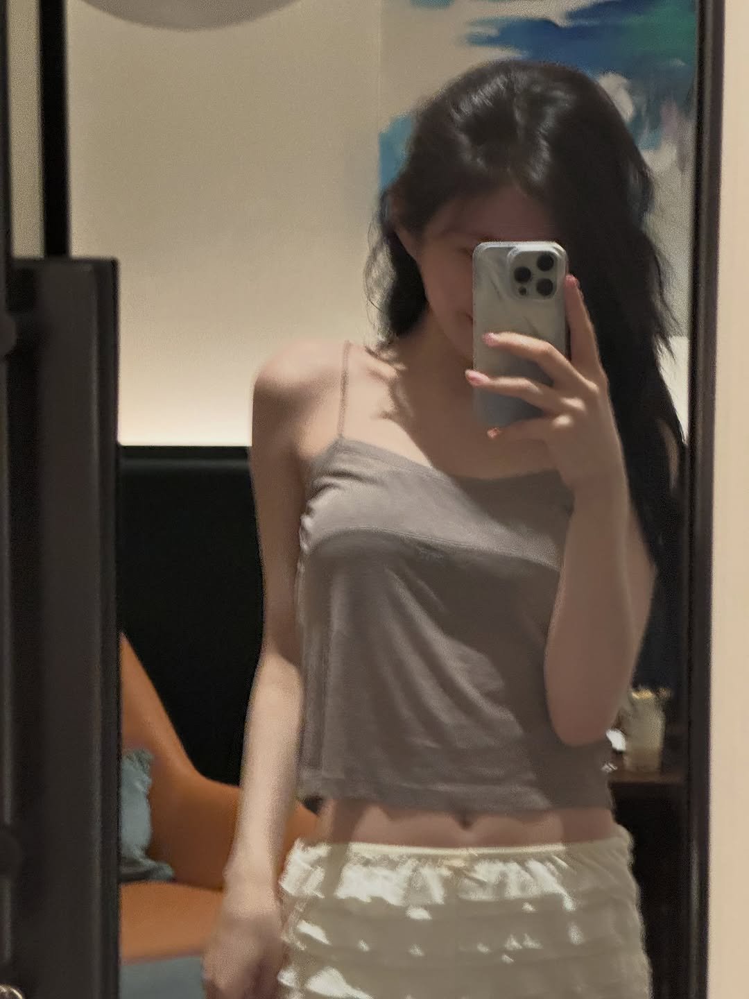 Photo by CHAERYEONG on October 19, 2025. May be an image of sleepwear, slip, shorts, miniskirt and text.