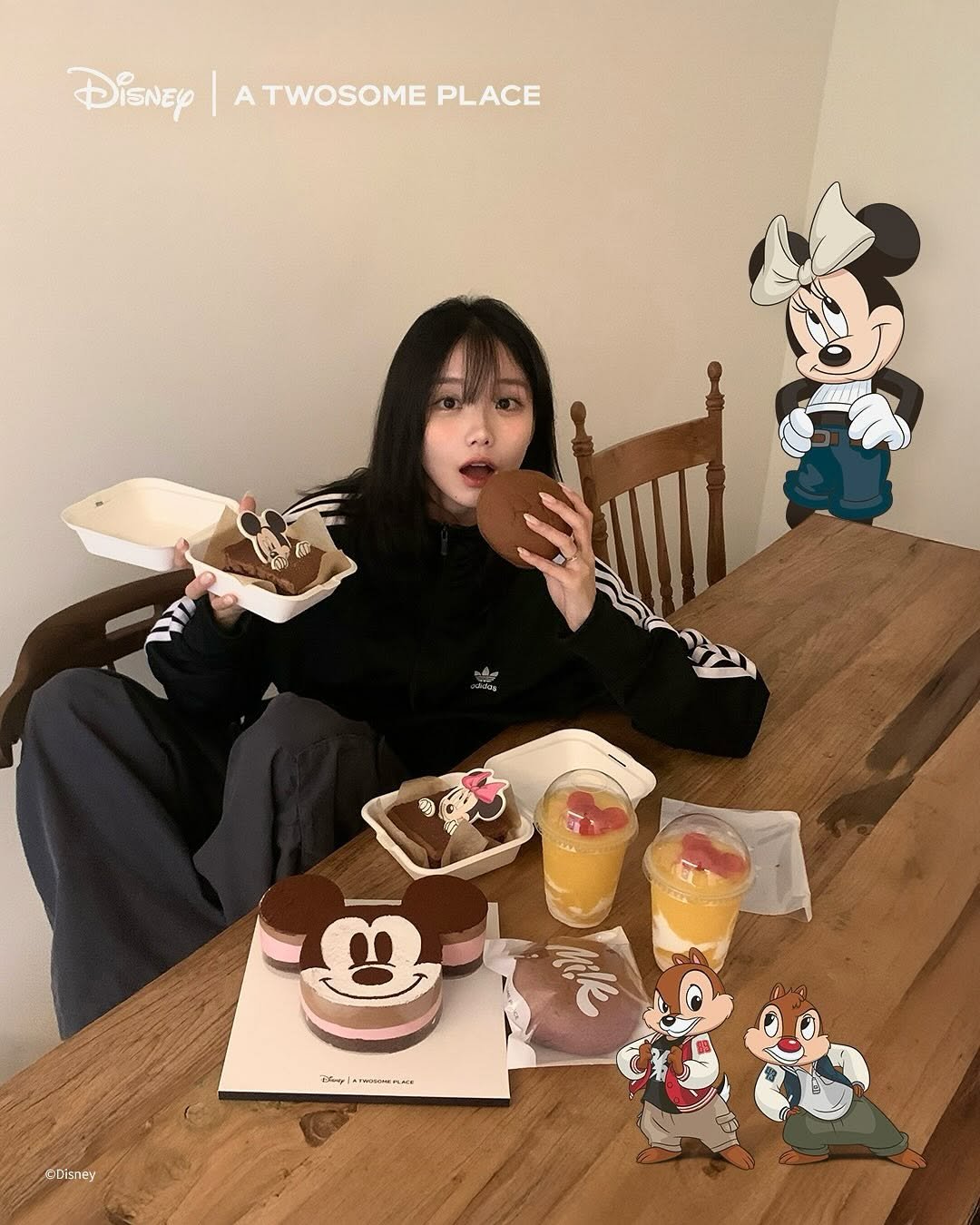 Photo shared by 차진아 on May 15, 2025 tagging @disney, and @atwosomeplace_official. May be an image of 1 person, cake and text.