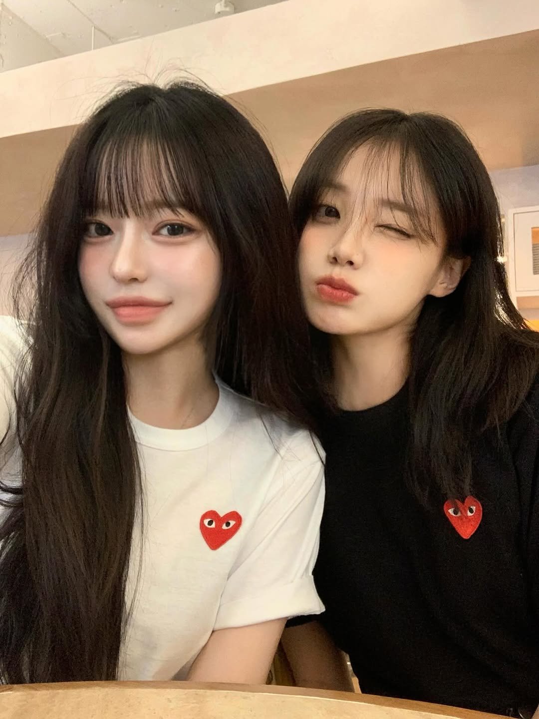 Photo shared by 차진아 on June 30, 2025 tagging @_seong_hee. May be a selfie of 2 people, hair, top and text.