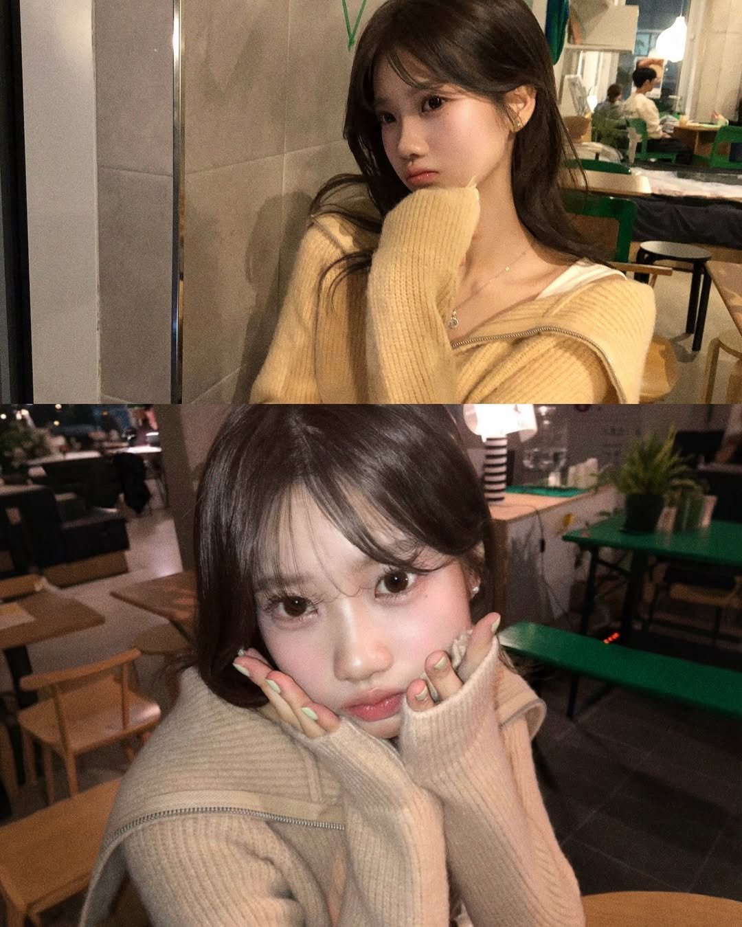 Photo by 모어온 예찬 헤어컨설팅 전문 in 도산공원 with @chani.moreon, and @moreon.official. May be an image of one or more people, hair, turtleneck, top and text.