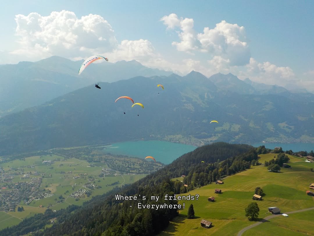 Photo shared by 찰스 on September 16, 2025 tagging @interlaken, and @switzerlandkr. May be an image of parachute.