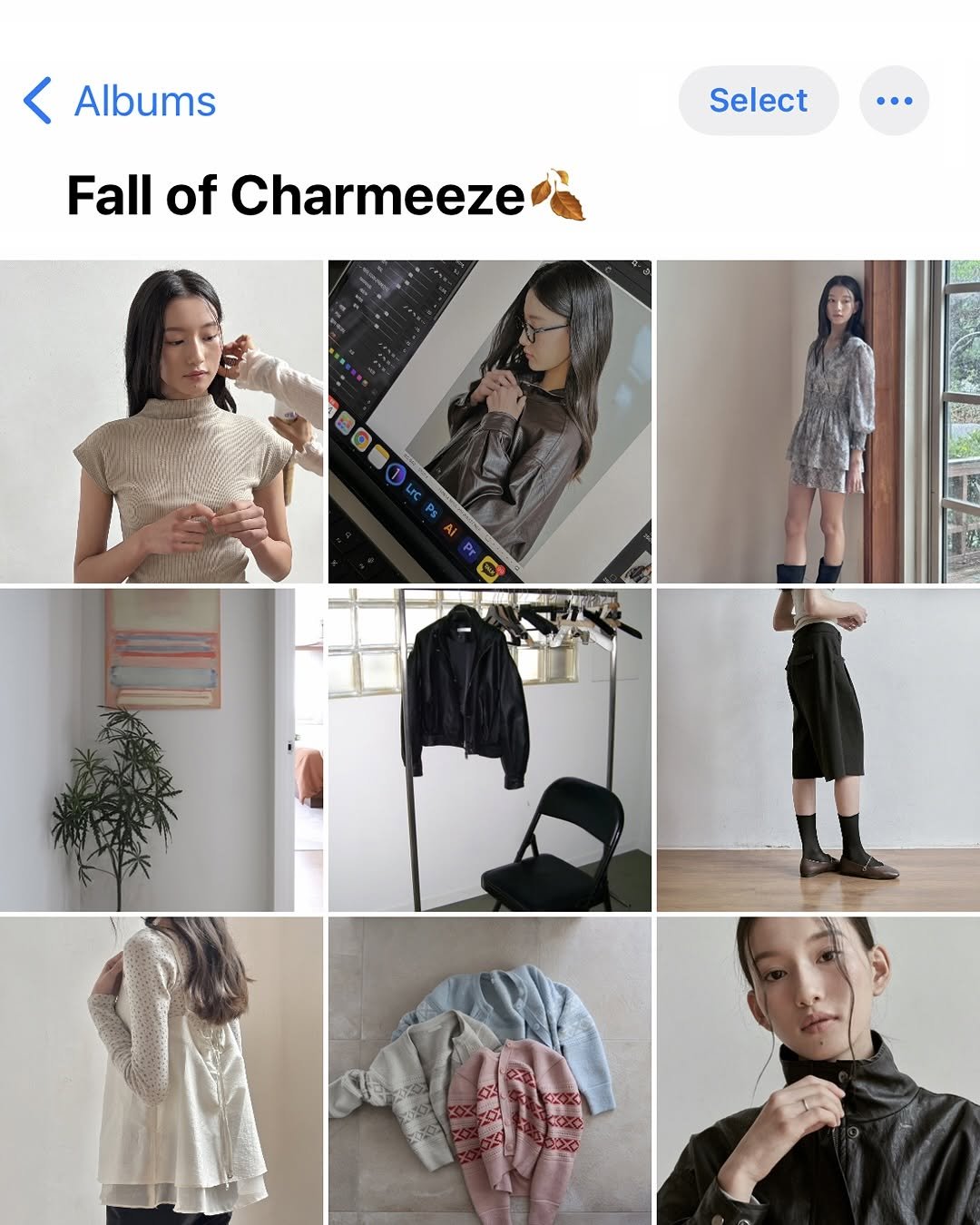 Photo by 차미즈(charmeeze) on September 19, 2025. May be an image of 6 people, dress and text that says 'Albums Select Fall of Charmeeze ··…'.
