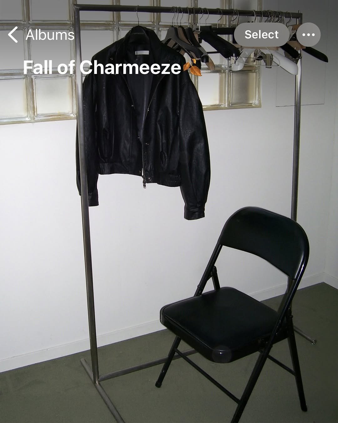 Photo by 차미즈(charmeeze) on September 26, 2025. May be an image of leather, coat rack, clothes hanger, rack and text that says 'Albums Fall of of Charmeeze Select …'.