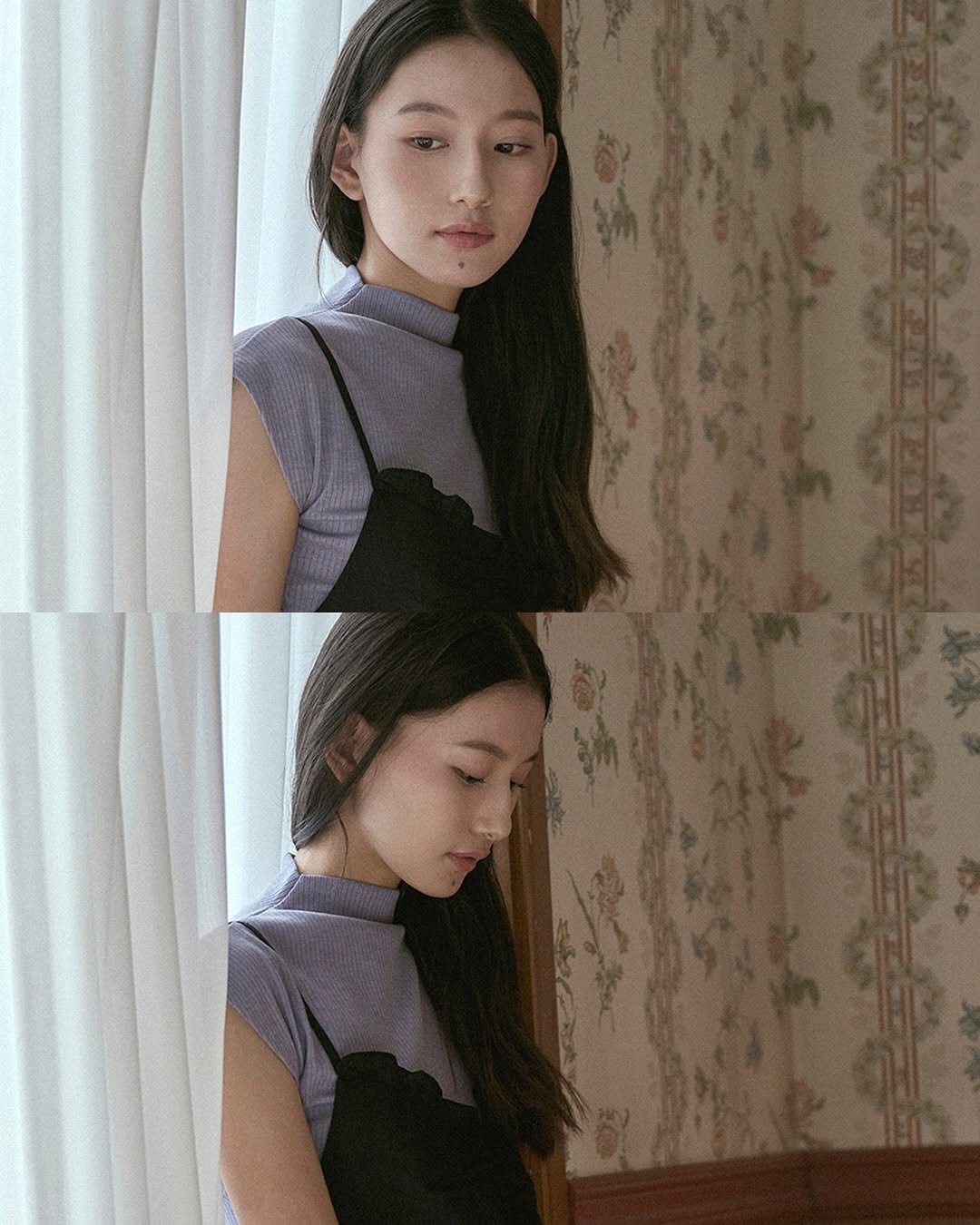 Photo by 차미즈(charmeeze) on September 10, 2025. May be an image of one or more people, braids, dress, turtleneck, top and text.