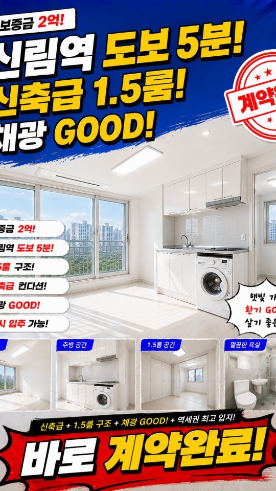 check__home 게시물 이미지: 안녕 형들

오늘은 신림역 인근 가성비 매물 계약한 방입니다

고객님 조건은 딱...