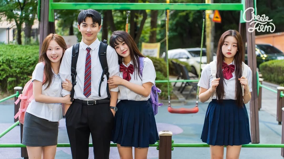 Photo shared by CheezeFilm on August 06, 2025 tagging @wiw_3_3, @hyeokjoonyang, @in._.soj, and @yerihada_. May be an image of 4 people, poster and text that says 'Me Chese Fiem'.