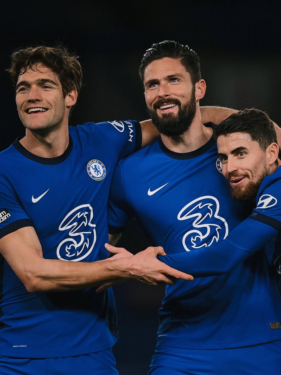 Photo shared by Chelsea FC on February 15, 2026 tagging @marcosalonso28, @jorginhofrello, and @oliviergiroud. May be an image of soccer, football and text.