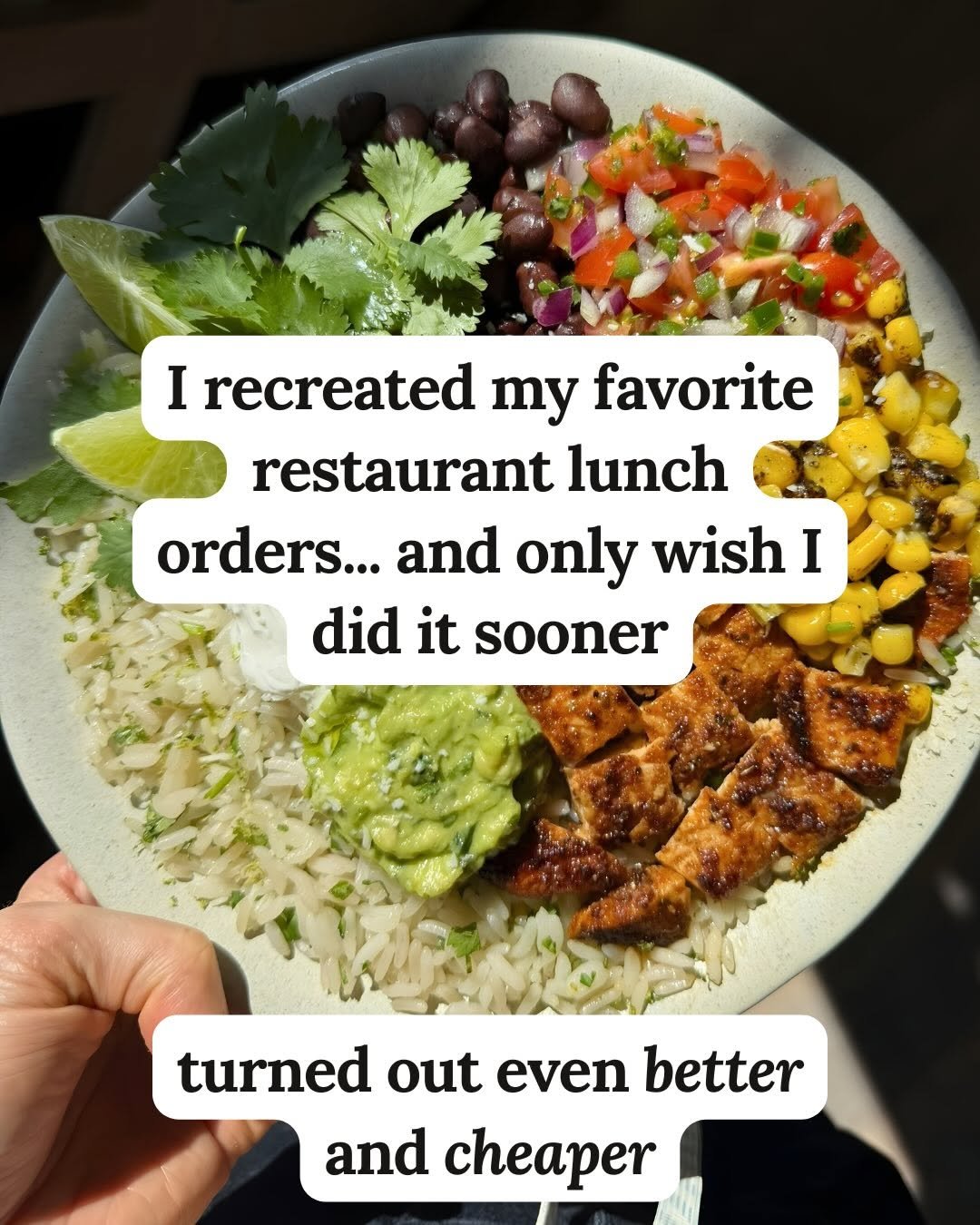 Photo by Chelsea Lords on April 23, 2026. May be an image of burrito, tortilla, guacamole and text that says 'I recreated my favorite restaurant lunch orders... and only wish I did it sooner turned out even better and cheaper'.