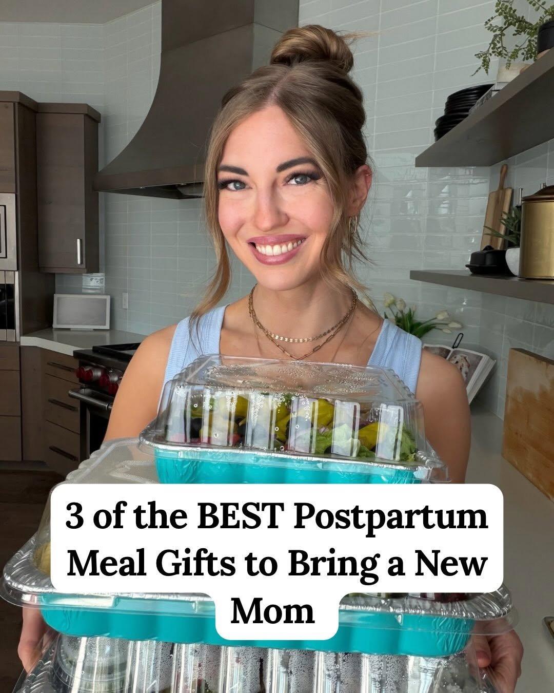 Photo by Chelsea Lords on April 21, 2026. May be an image of food and text that says '3 of the BEST Postpartum Meal Gifts to Bring a New Mom'.