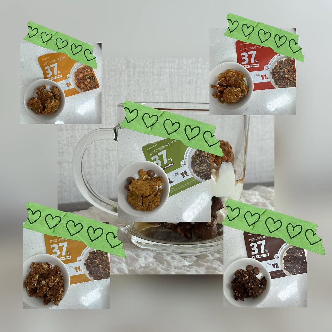 Photo shared by 체리쥬 on August 11, 2025 tagging @readybloom.official. May be an image of tea, oatmeal cookies, brownie, spice, granola and text.