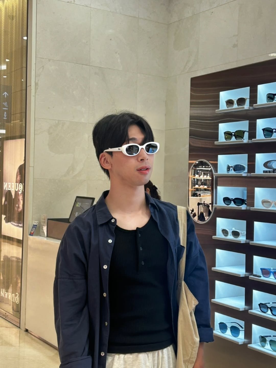 Photo by 남자애 l CHILD B on August 31, 2025. May be an image of 1 person, duffle coat, overcoat, sunglasses and text.