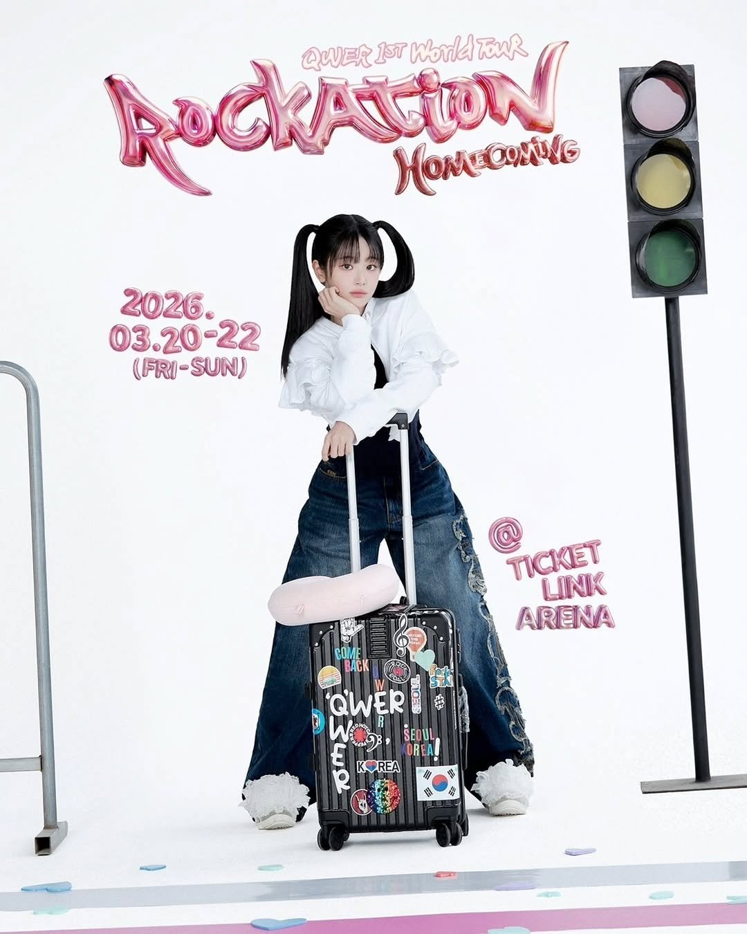 Photo shared by 쵸가 너무 좋지혜 on February 16, 2026 tagging @choda._.n. May be an image of one or more people, bangs, suitcase, top, poster, magazine and text.