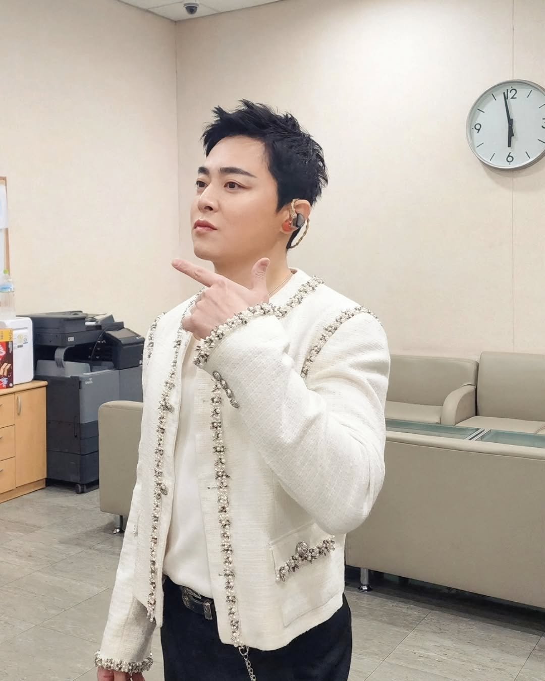 Photo by 조정석 CHO JUNG SEOK on December 28, 2025. May be an image of one or more people, bangs, turtleneck, top, bolo tie and text.