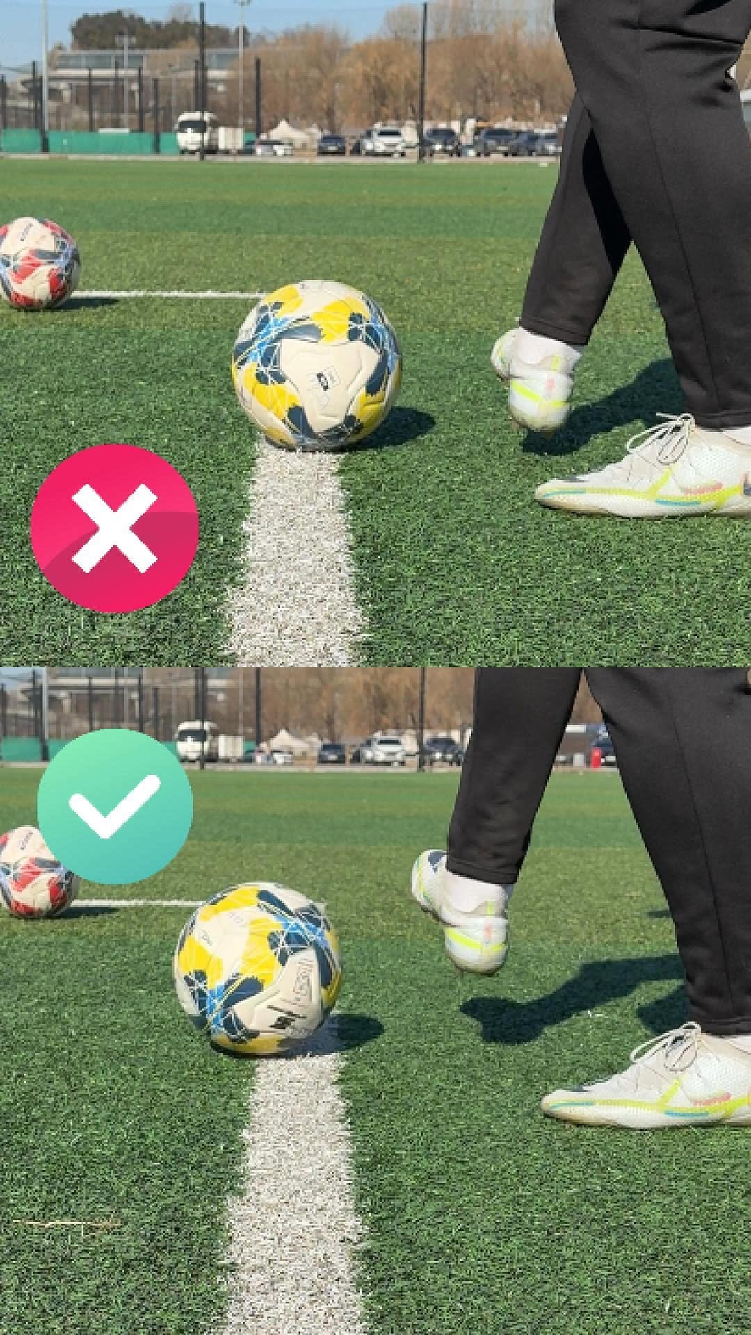 chook_bum 게시물 이미지: 공의 윗부분으로 잡아야 
공이 위로 튀지 않고 
발 앞에 잡히게...