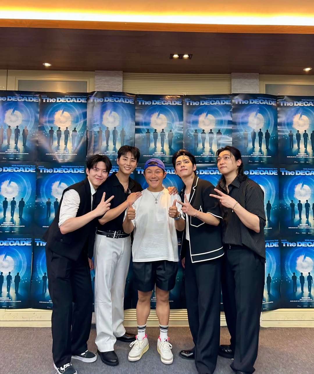 Photo shared by 조세호 on September 01, 2025 tagging @day6kilogram. May be an image of 5 people, bangs and text that says 'e DECADE 10DECADE DECADE TheDECADE TheDECADE mhe DECADE TлΘ DECA DECADE TheDECADE The DECADE ODECA. eDECADE nлe DEC ECADE ADE n DEC -'.
