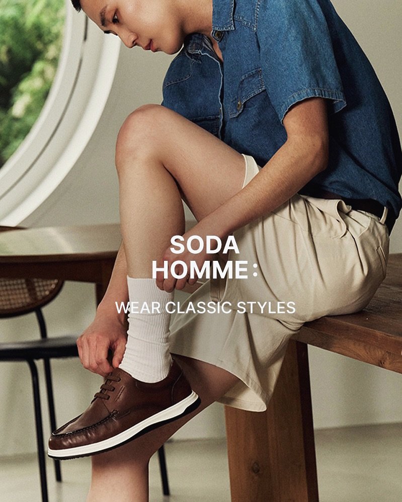 Photo by 김정철 on June 07, 2025. May be an image of wingtip shoes, toecap shoes and text that says 'SODA HOMME WEAR WEARCLASSICSTYLES CLASSIC CLASSIC STYLES'.